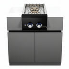 Whistler 141-Inch 5-Burner Gas Grill Island with Infrared Rear Burner, Refrigerator, Sink, Double Side Burner, and Rotisserie Kit - Black Stainless