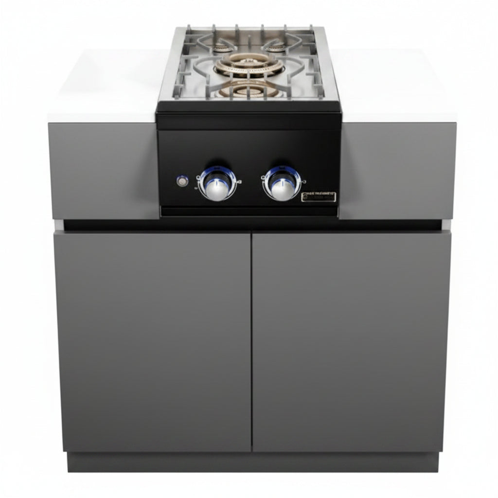 Whistler 141-Inch 5-Burner Gas Grill Island with Infrared Rear Burner, Refrigerator, Sink, Double Side Burner, and Rotisserie Kit - Black Stainless