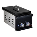 Whistler 13-Inch Built-In Gas Prime Double Side Burner with Lid - Black Stainless Steel