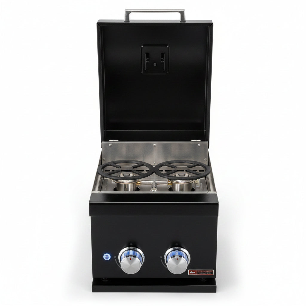 Whistler 141-Inch 5-Burner Gas Grill Island with Infrared Rear Burner, Refrigerator, Sink, Double Side Burner, and Rotisserie Kit - Black Stainless