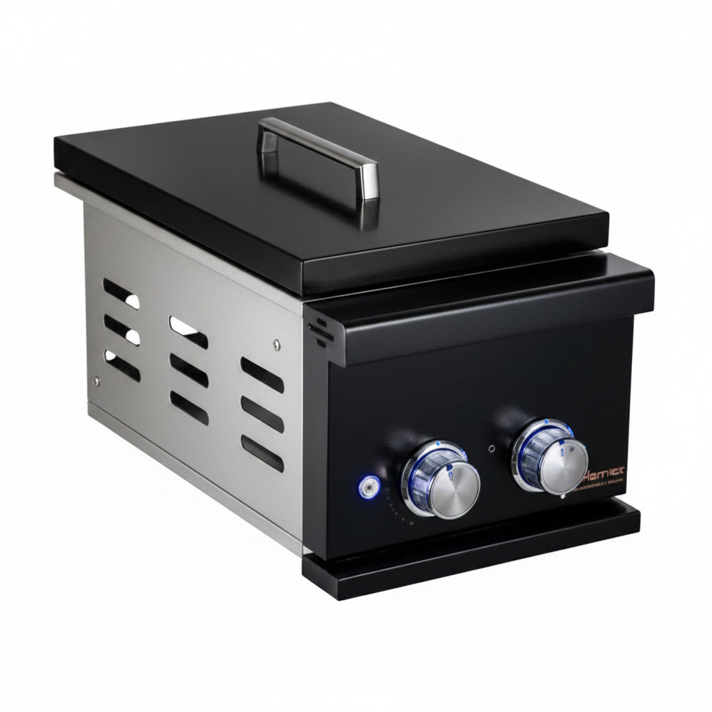 Whistler 104-Inch 5-Burner Gas Grill Island with Infrared Rear Burner, Sink, Double Side Burner and Rotisserie Kit - Black Stainless