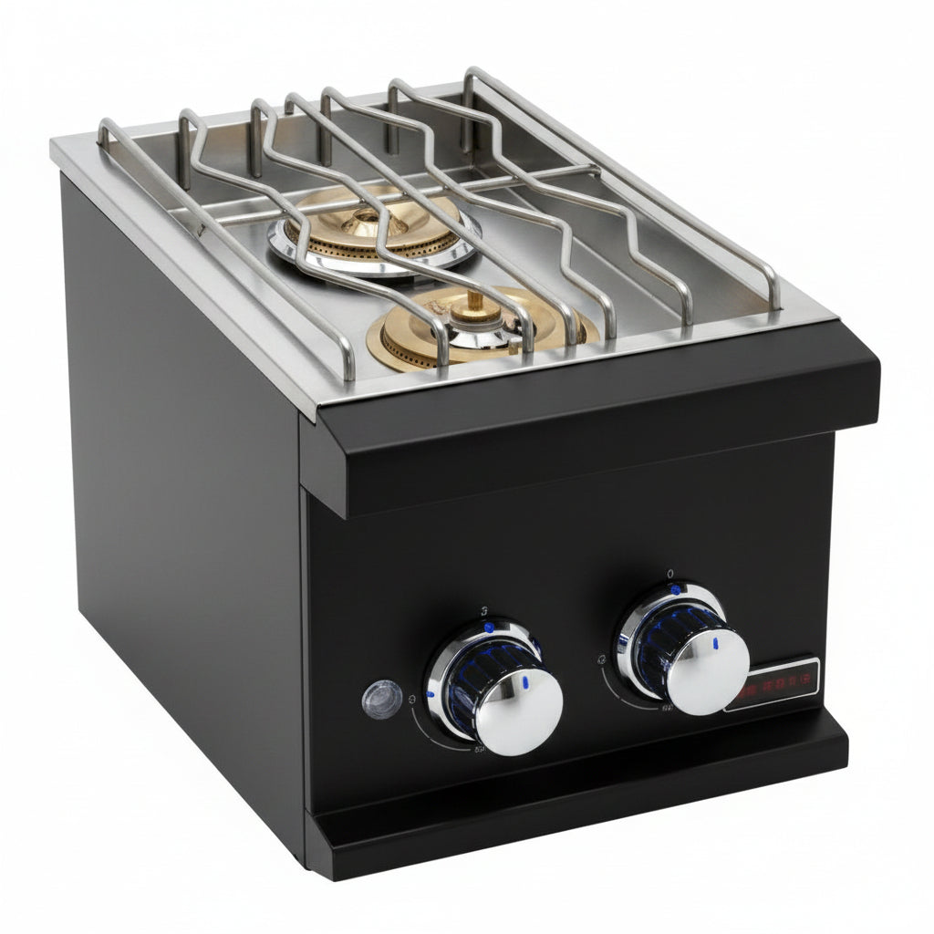 Whistler 31-Inch Stainless Steel Side Burner Cabinet with Gas Double Side Burner - Black Stainless