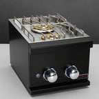 Whistler 110-Inch 5-Burner Gas Grill Island with Infrared Rear Burner, Refrigerator, Double Side Burner, and Rotisserie Kit - Black Stainless