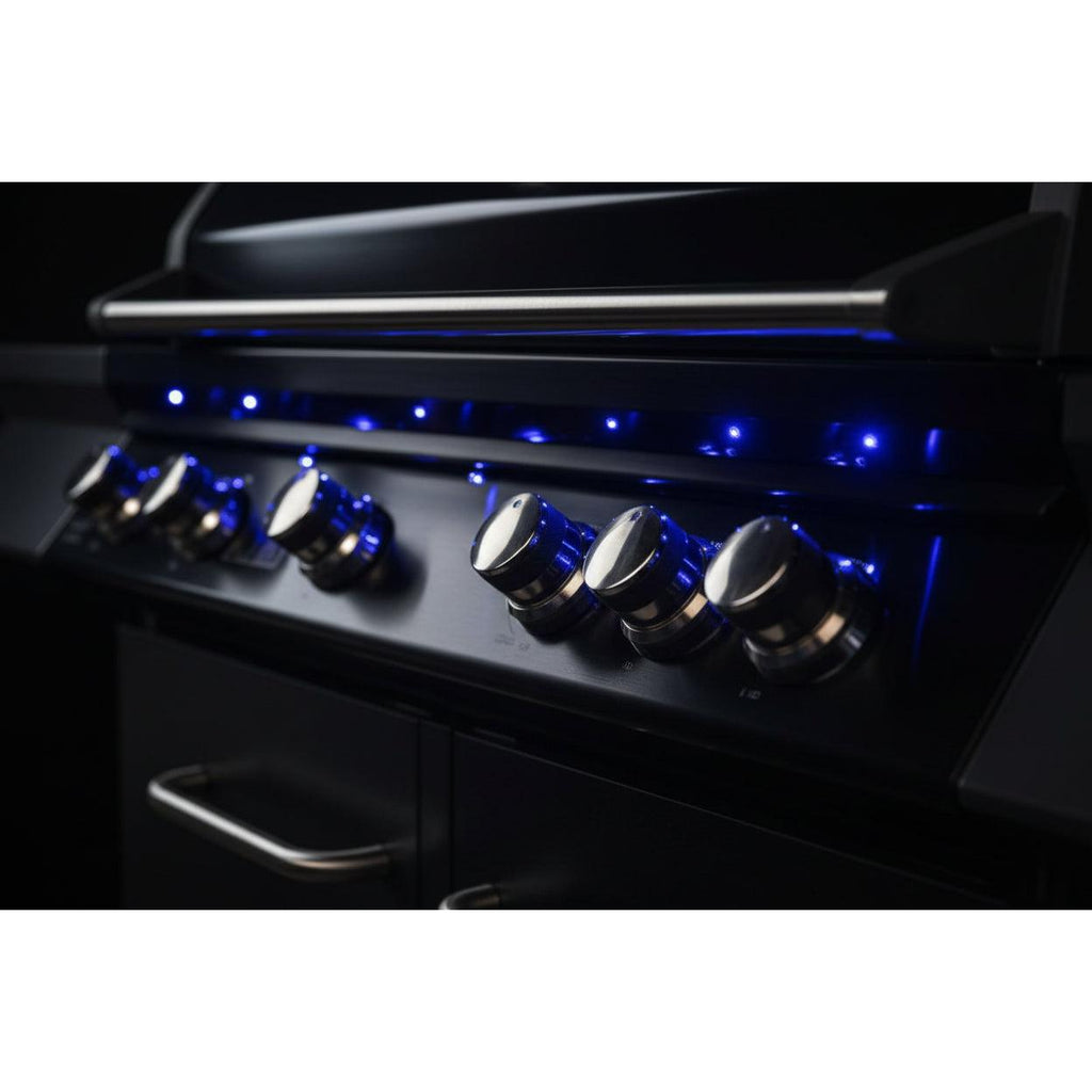 Whistler 42-Inch 5-Burner Built-In Gas Grill with Rear Infrared Burner, Grill Lights, Rotisserie Kit & Cover - Black Stainless