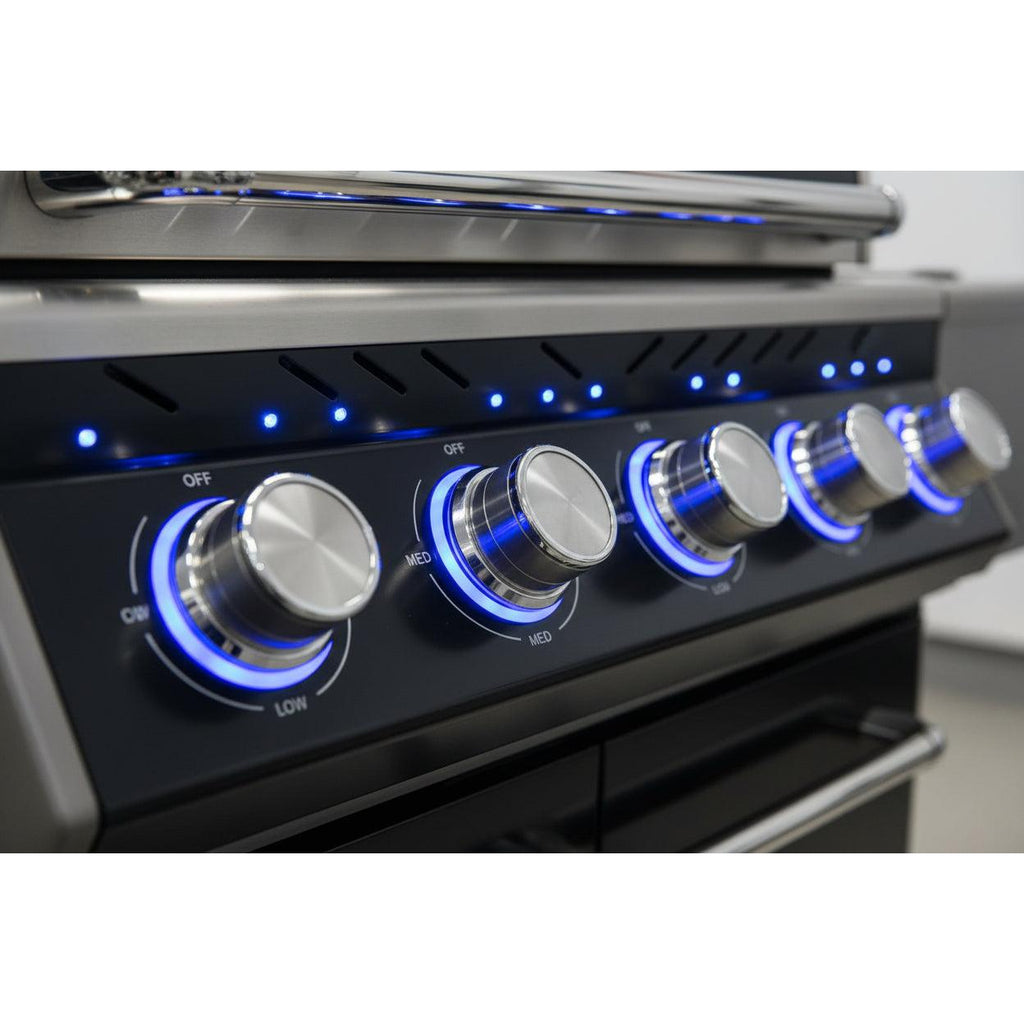 Whistler 34-Inch 4-Burner Gas Grill with Rear Infrared Burner, Grill Lights, Rotisserie Kit & Cover - Black Stainless
