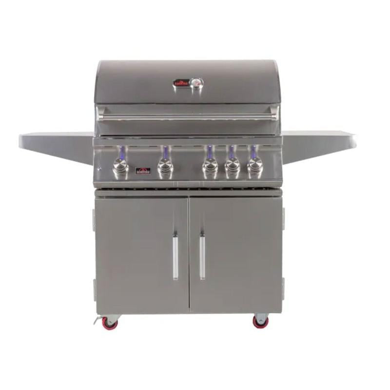 Whistler 34-Inch 4-Burner Gas Grill with Rear Infrared Burner, Grill Lights, Rotisserie Kit & Cover