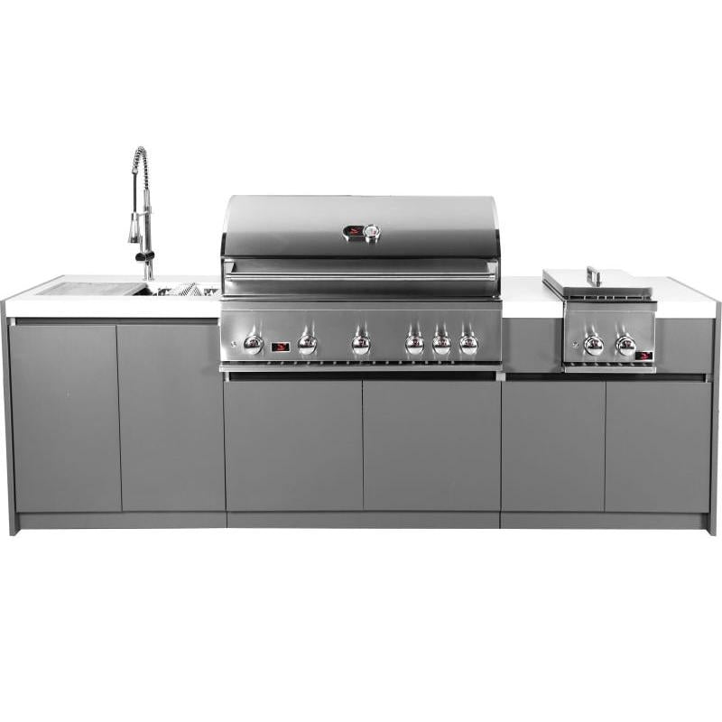 Whistler 104-Inch 5-Burner Gas Grill Island with Infrared Rear Burner, Sink, Double Side Burner, and Rotisserie Kit