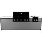 Whistler 104-Inch 5-Burner Gas Grill Island with Infrared Rear Burner, Double Side Burner, and Rotisserie Kit - Black Stainless