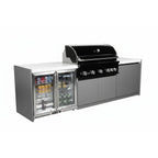 Whistler 110-Inch 5-Burner Gas Grill Island with Infrared Rear Burner, Refrigerator, and Rotisserie Kit - Black Stainless