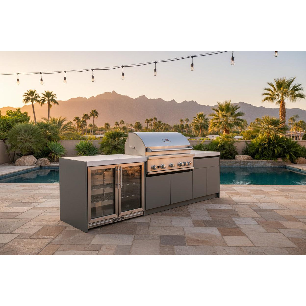Whistler 110-Inch 5-Burner Gas Grill Island with Infrared Rear Burner and Refrigerator