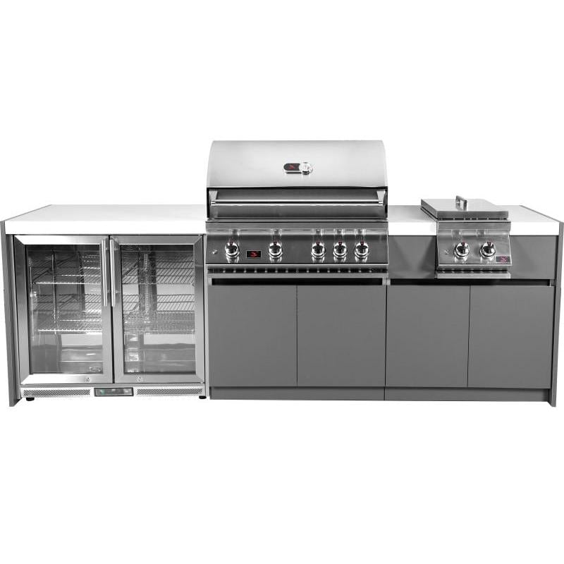 Whistler 102 x 28-Inch 4-Burner Gas Grill Island with Infrared Rear Burner, Refrigerator, Double Side Burner, and Rotisserie Kit