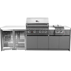 Whistler 102 x 28-Inch 4-Burner Gas Grill Island with Infrared Rear Burner, Refrigerator, Double Side Burner, and Rotisserie Kit