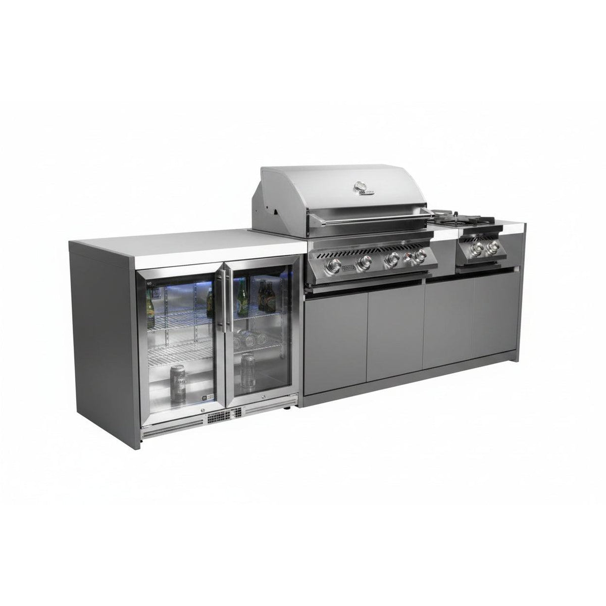 Whistler 102 x 28-Inch 4-Burner Gas Grill Island with Infrared Rear Burner, Refrigerator, Double Side Burner, and Rotisserie Kit