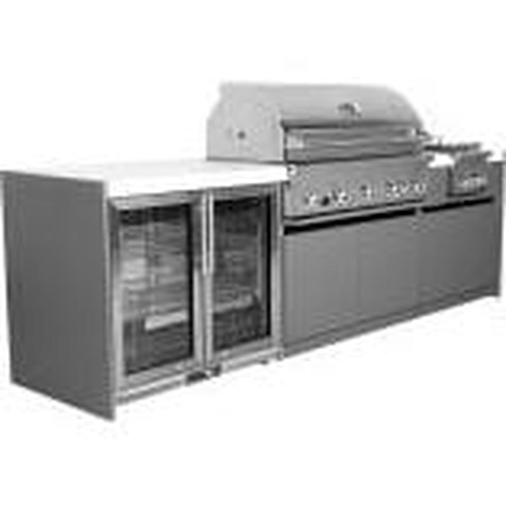 Whistler 110-Inch 5-Burner Gas Grill Island with Infrared Rear Burner, Refrigerator, and Rotisserie Kit