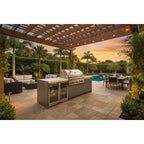 Whistler 110-Inch 5-Burner Gas Grill Island with Infrared Rear Burner, Refrigerator, Sink, and Rotisserie Kit
