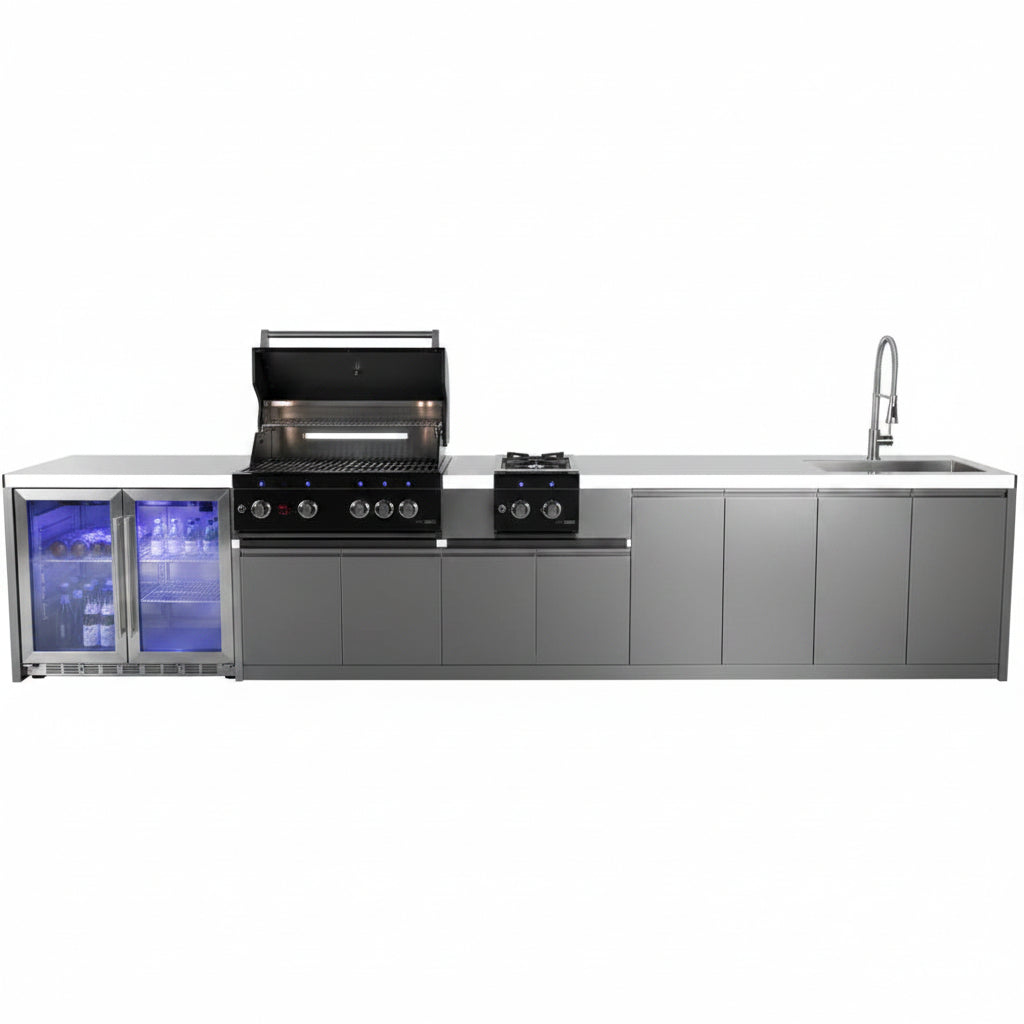 Whistler 164 x 28-Inch 4-Burner Gas Grill Island - Black Stainless Steel