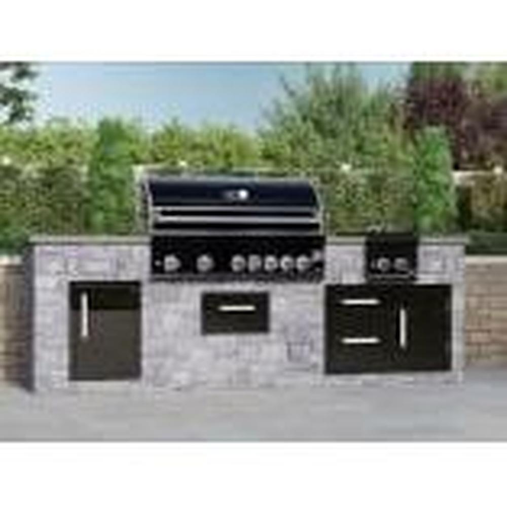 Whistler 13-Inch Built-In Gas Prime Double Side Burner with Lid - Black Stainless Steel